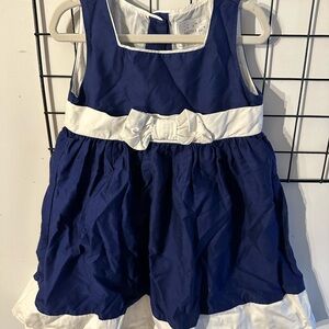 Navy Blue and White Dress with Bow